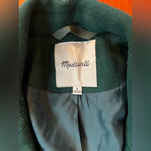 Madewell NWOT Elegant Emerald Green Double-Breasted Women's Wool Coat - Medium - Picture 2 of 7